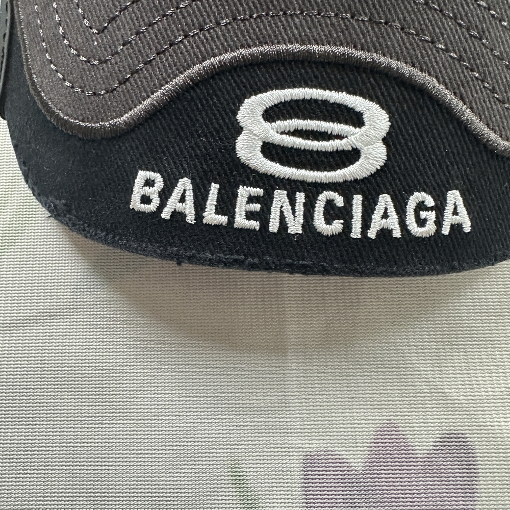 Balenciaga Black Distressed Baseball Cap with Double Brim and Embroidery - Picture 5 of 10